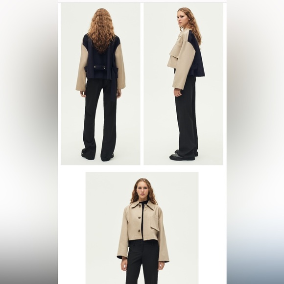 Zara • Contrasting Wool Blend Trench Coat ZW Size Small